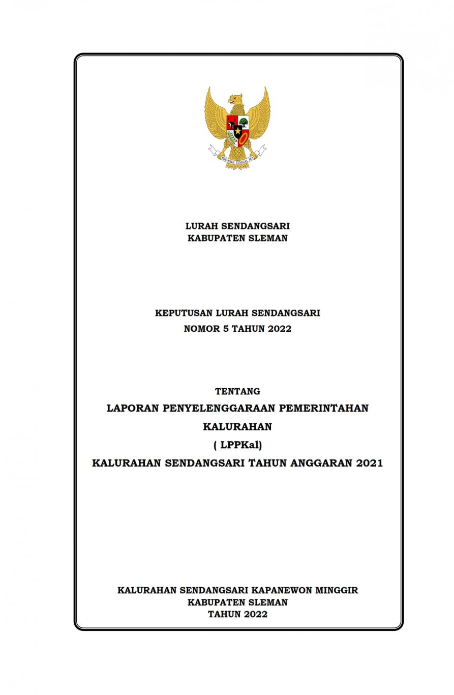 Laporan Penyelenggaraan Pemerintahan Kalurahan Sendangsari Tahun 2021