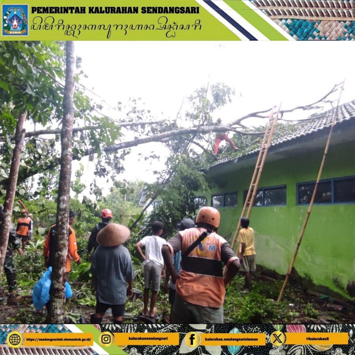 Aksi Cepat Evakuasi Pohon Tumbang di SD Negeri Sutan