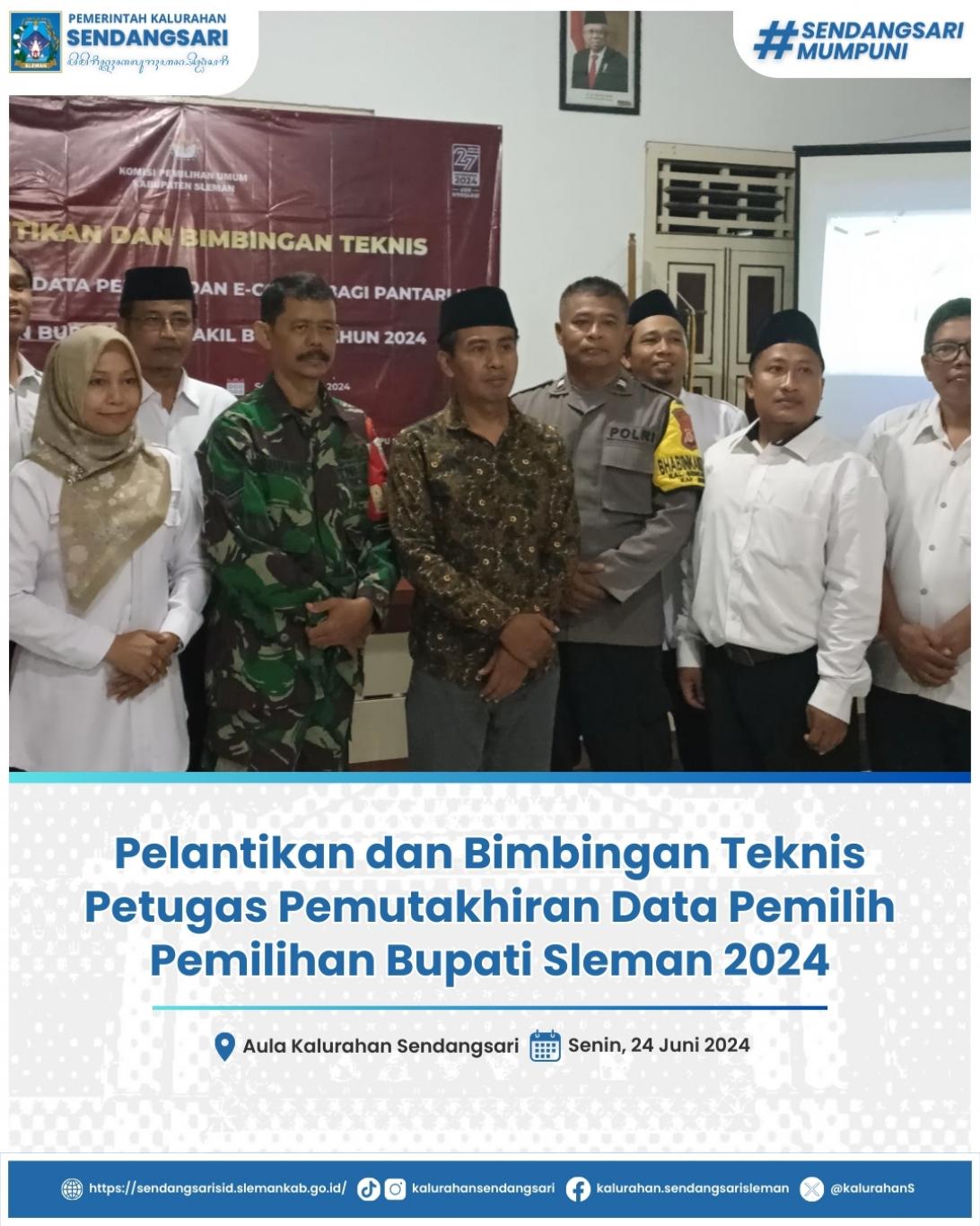 Pelantikan dan Bimbingan Teknis Petugas Pemutakhiran Data Pemilih Pemilihan Bupati Sleman 2024