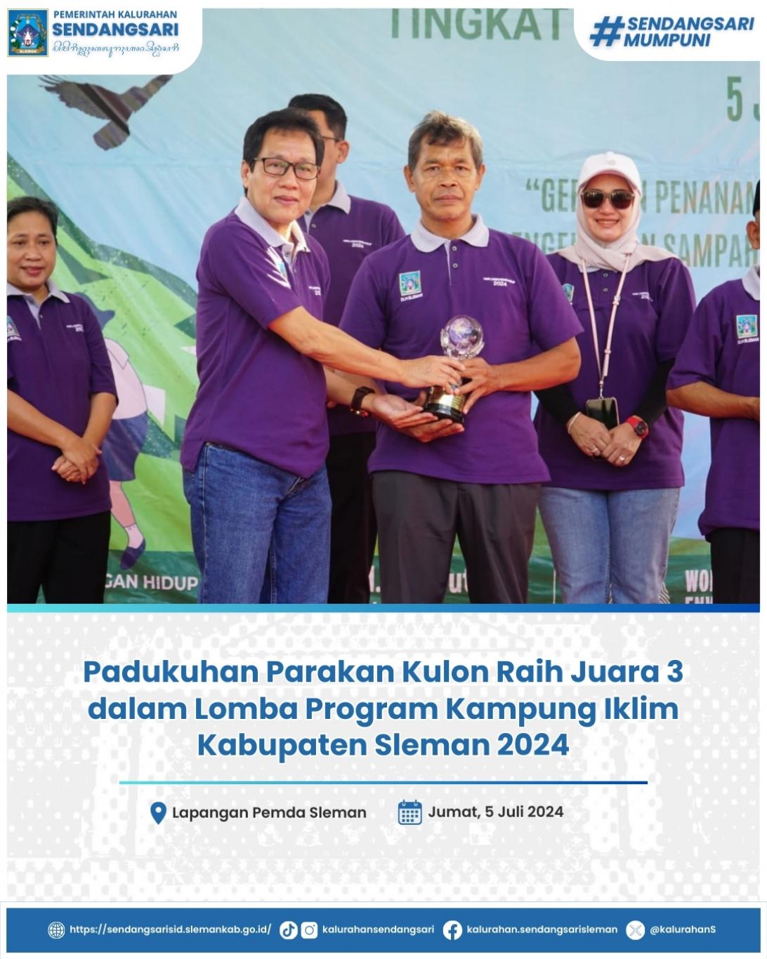 Padukuhan Parakan Kulon Raih Juara 3 dalam Lomba Program Kampung Iklim 2024