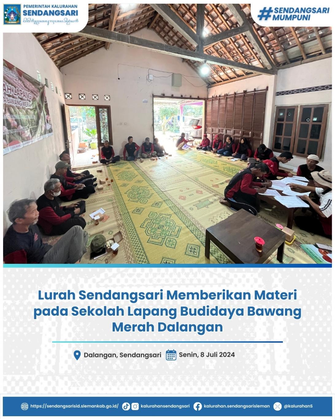 Lurah Sendangsari Memberikan Materi pada Sekolah Lapang Budidaya Bawang Merah Dalangan