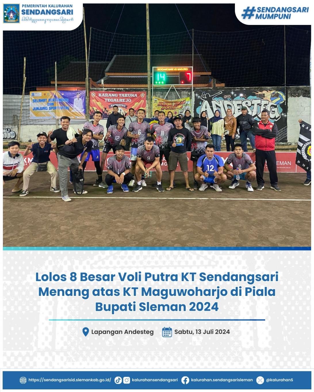 Lolos 8 Besar Voli Putra KT Sendangsari Menang atas KT Maguwoharjo di Piala Bupati Sleman 2024