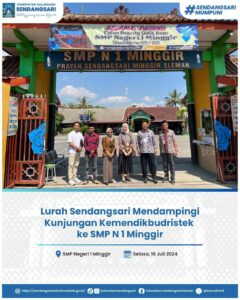 Lurah Sendangsari Mendampingi Kunjungan Kemendikbudristek ke SMP N 1 Minggir
