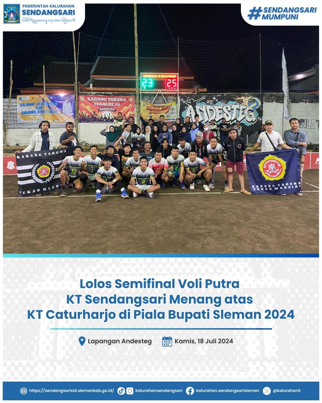 Lolos Semifinal Voli Putra KT Sendangsari Menang Atas KT Caturharjo di Piala Bupati Sleman 2024