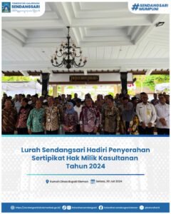 Lurah Sendangsari Hadiri Penyerahan Sertipikat Hak Milik Kasultanan Tahun 2024