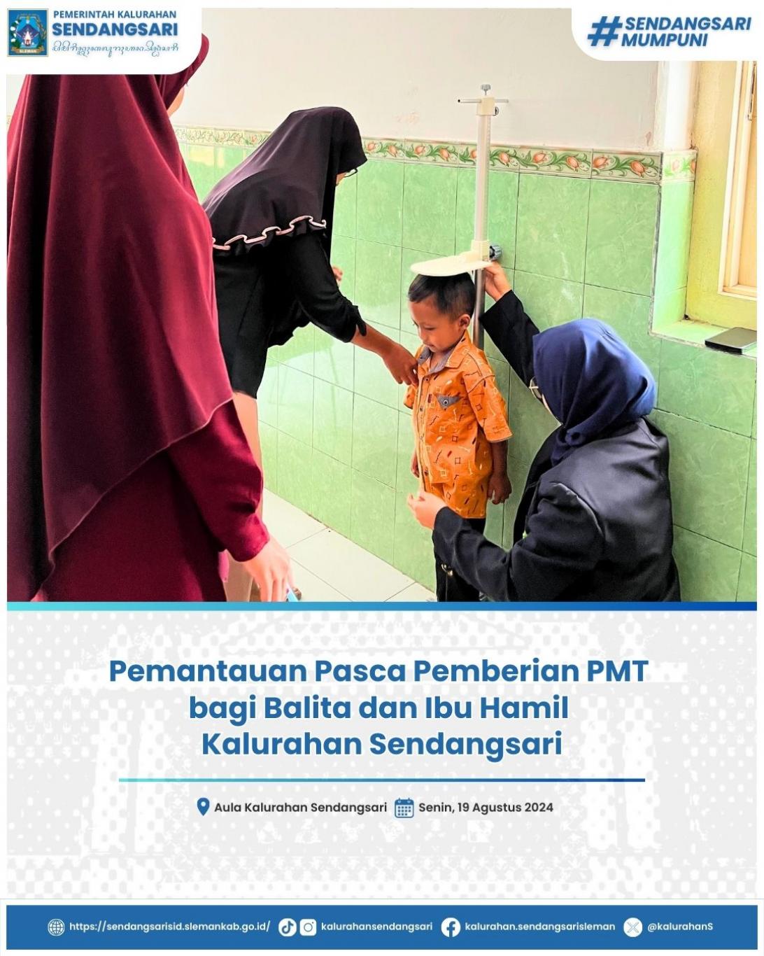 Pemantauan Pasca Pemberian PMT bagi Balita dan Ibu Hamil Kalurahan Sendangsari