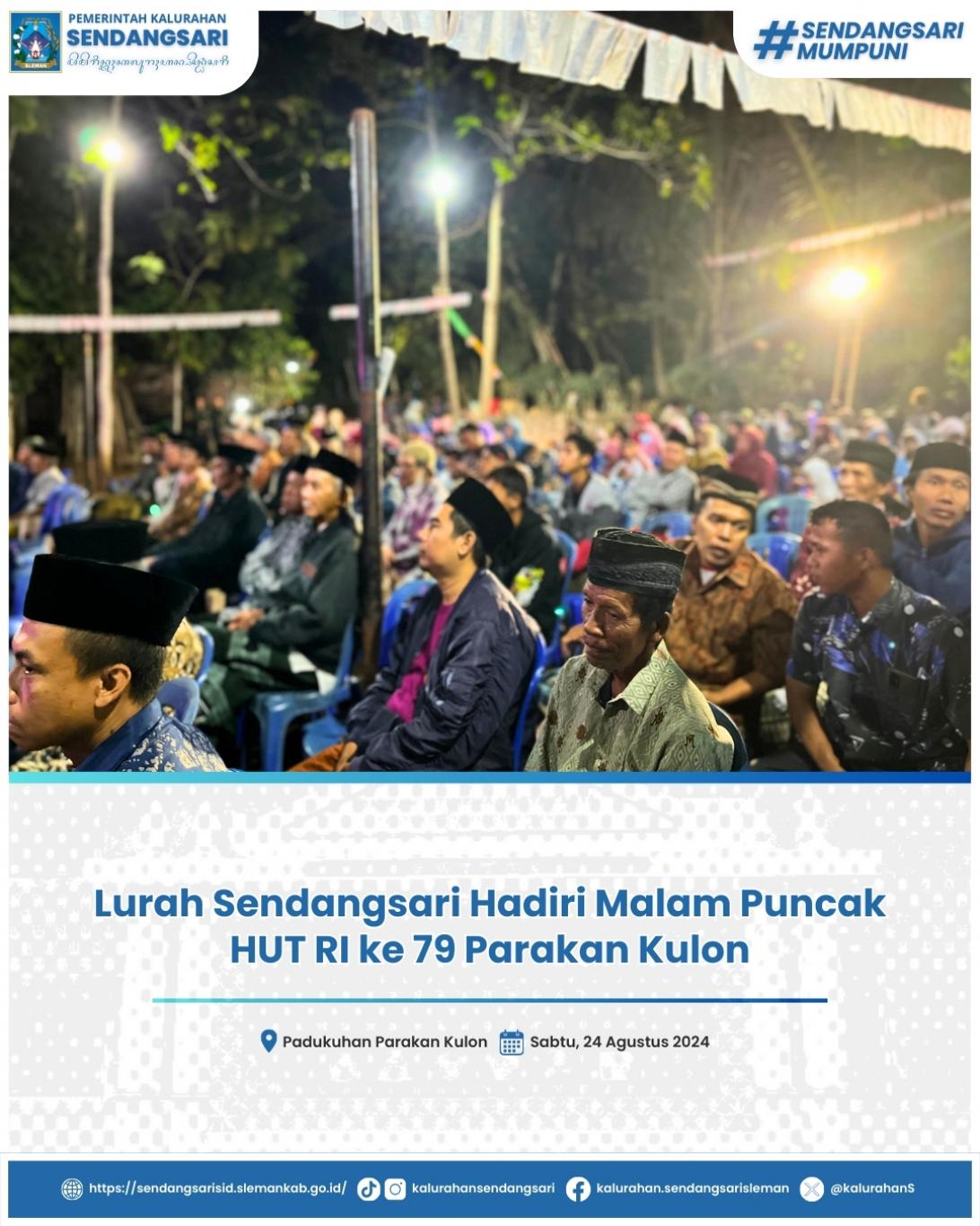 Lurah Sendangsari Hadiri Malam Puncak HUT RI ke 79 Parakan Kulon