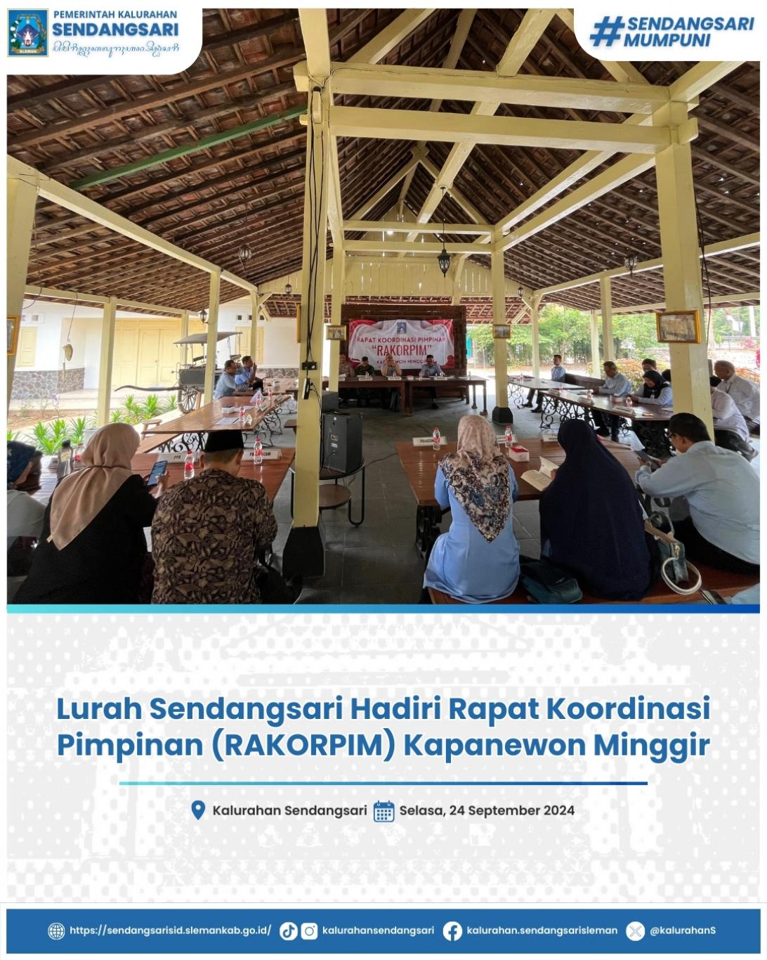 Lurah Sendangsari Hadiri Rapat Koordinasi Pimpinan (RAKORPIM) Kapanewon Minggir