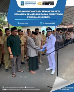 LURAH SENDANGSARI SERAHKAN AKTA KEMATIAN ALMARHUM BAPAK SUPRIYANTO PROGRAM LUKADESI