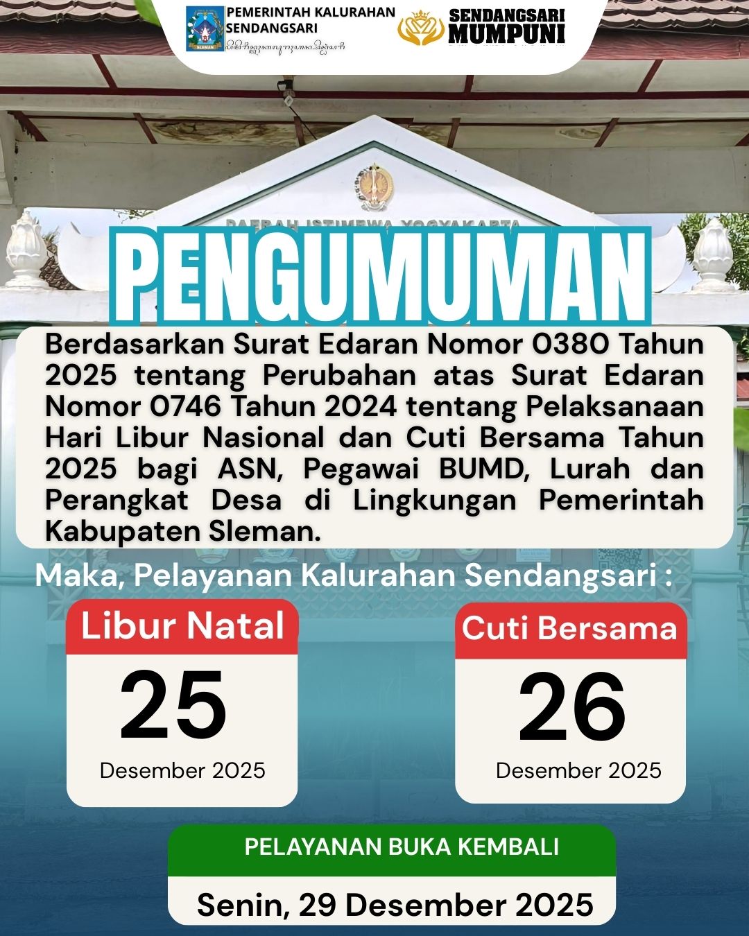 PENGUMUMAN LIBUR NATAL DAN CUTI BERSAMA