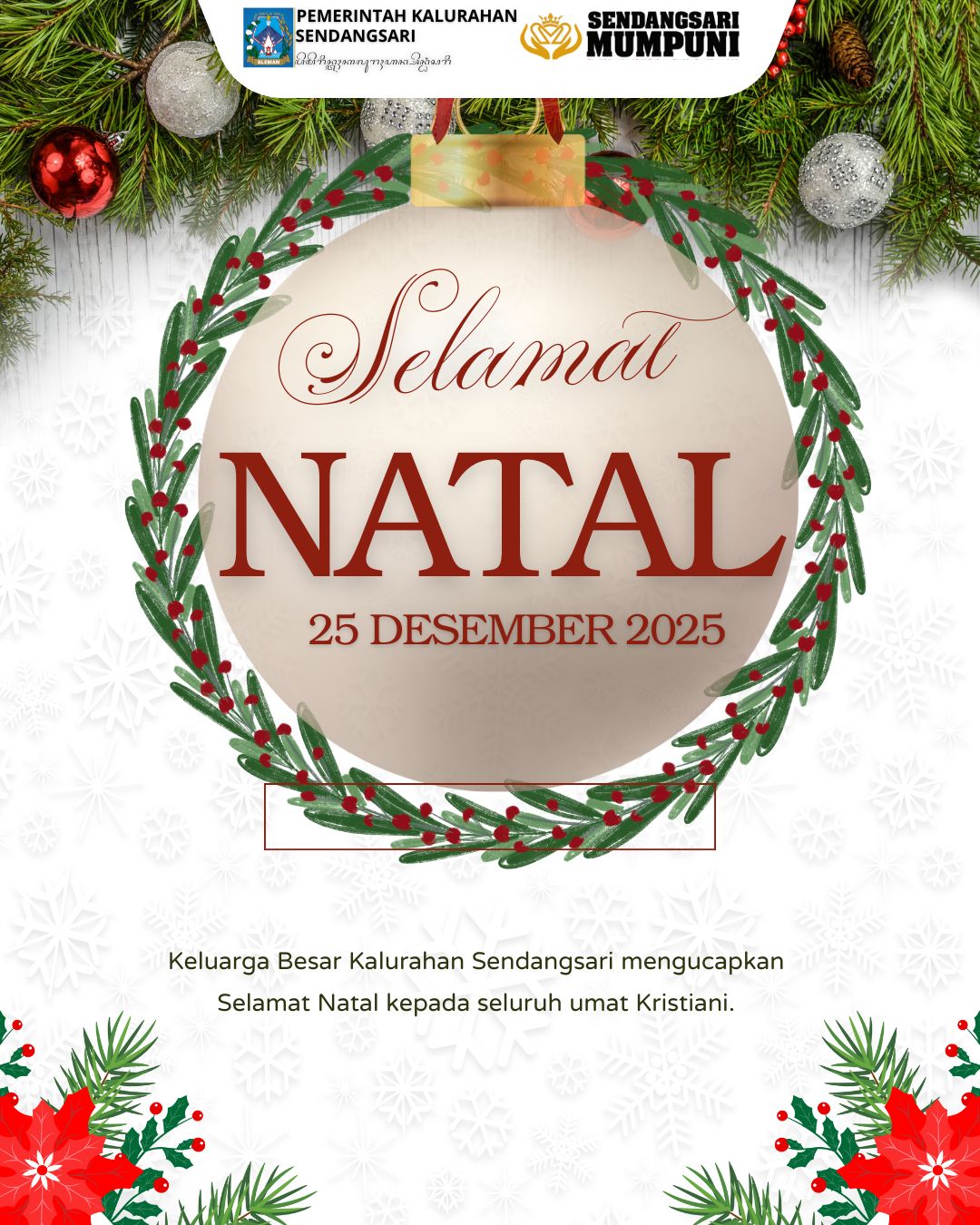 PEMERINTAH KALURAHAN SENDANGSARI MENGUCAPKAN SELAMAT HARI NATAL
