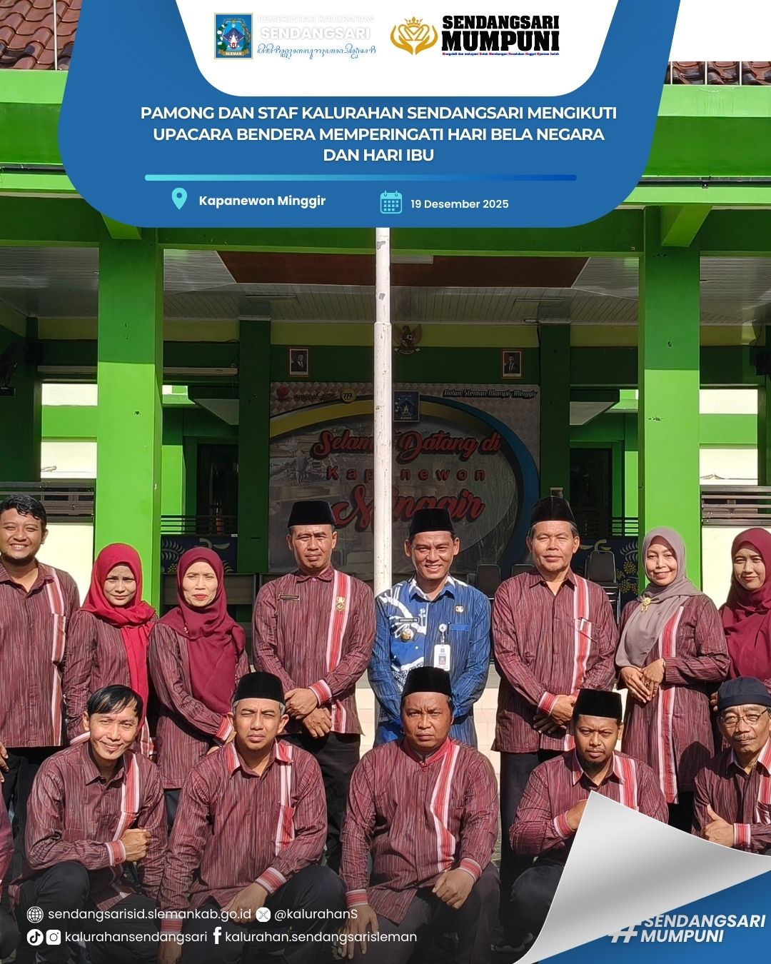 PAMONG DAN STAFF KALURAHAN SENDANGSARI MENGIKUTI UPACARA BENDERA MEMPERINGATI HARI BELA NEGARA DAN HARI IBU