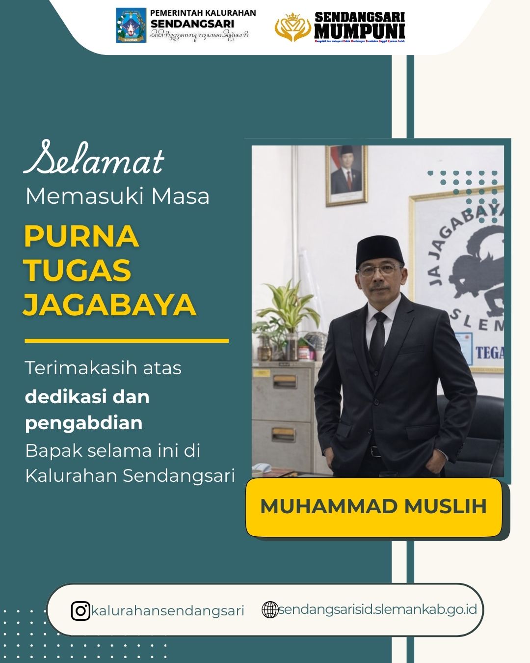 SELAMAT PURNA TUGAS JAGABAYA KALURAHAN SENDANGSARI