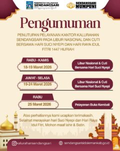 PENGUMUMAN LIBUR PELAYANAN KALURAHAN SENDANGSARI