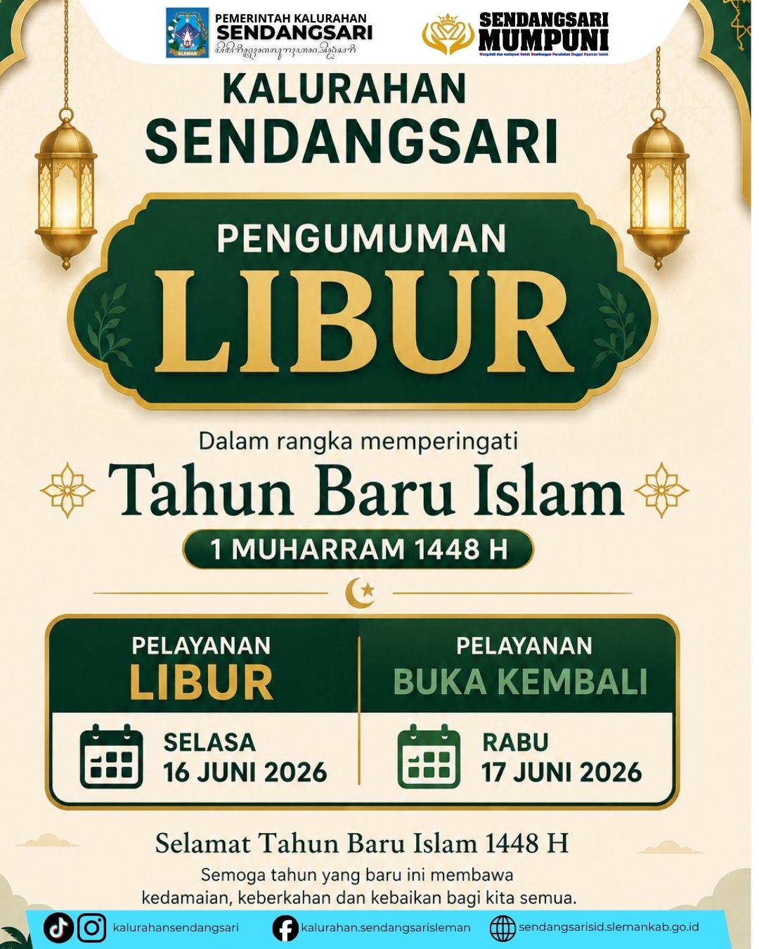 PENGUMUMAN LIBUR PELAYANAN KALURAHAN KALURAHAN