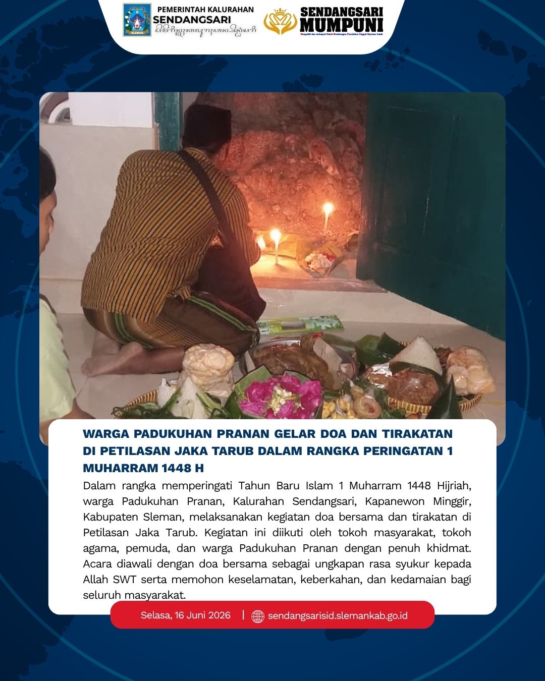 WARGA PADUKUHAN PRANAN GELAR DOA DAN TIRAKATAN DI PETILASAN JAKA TARUB DALAM RANGKA PERINGATAN 1 MUHARRAM