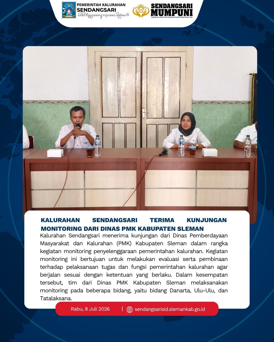 KALURAHAN SENDANGSARI TERIMA KUNJUNGAN MONITOR DARI DINAS PMK KABUPATEN SLEMAN