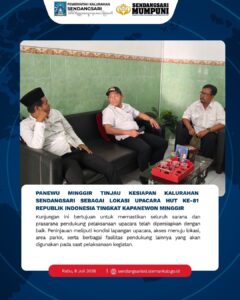 PANEWU MINGGIR TINJAU KESIAPAN KALURAHAN SENDANGSARI SEBAGAI LOKASI UPACARA HUT KE-81 REPUBLIK INDONESIA TINGKAT KAPANEWON MINGGIR