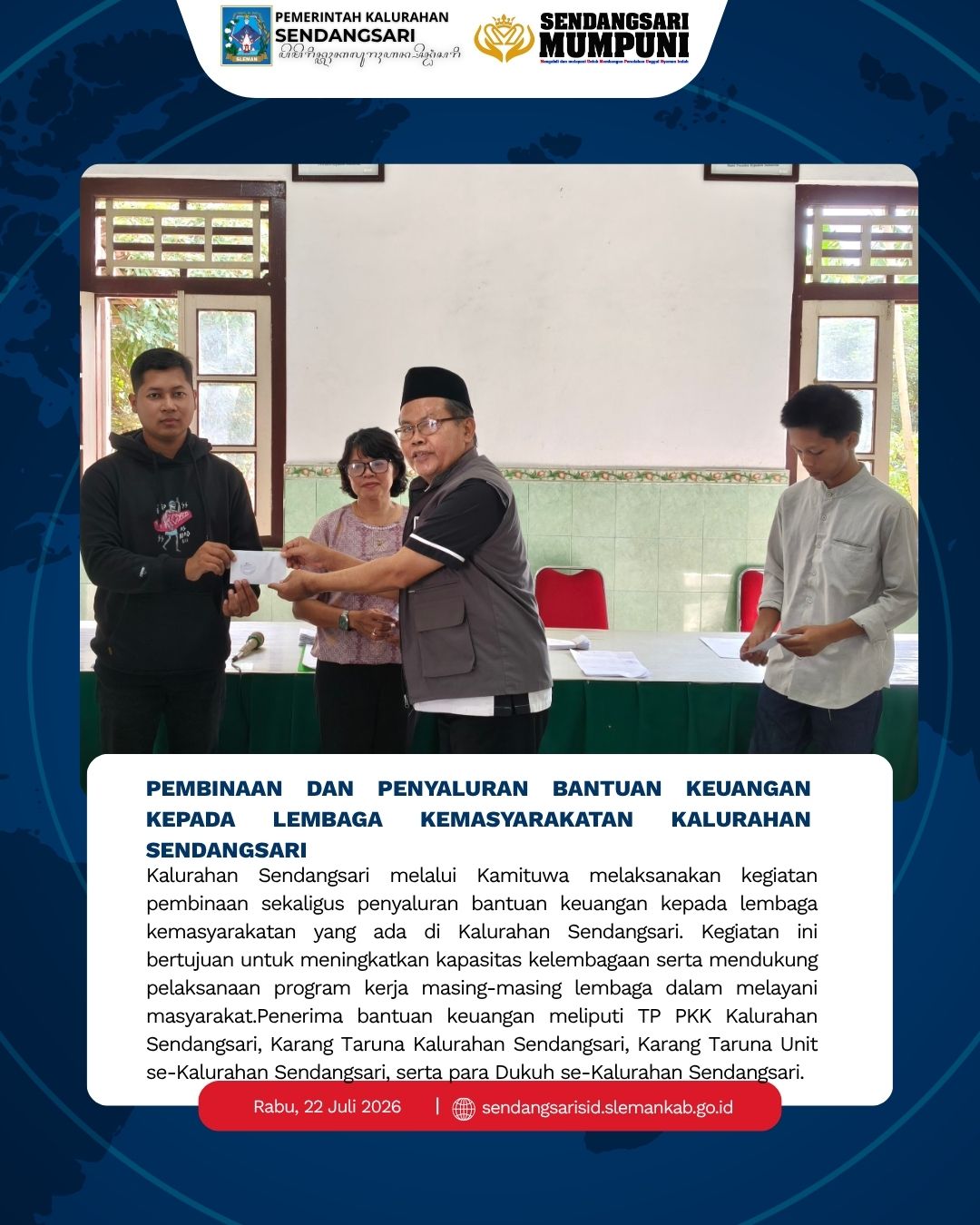 Pembinaan dan Penyaluran Bantuan Keuangan kepada Lembaga Kemasyarakatan Kalurahan SendangsariSendangsari