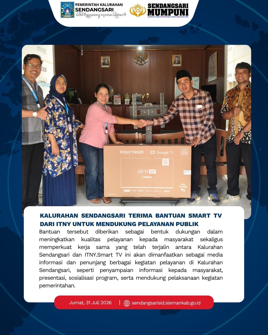 KALURAHAN SENDANGSARI TERIMA BANTUAN SMART TV