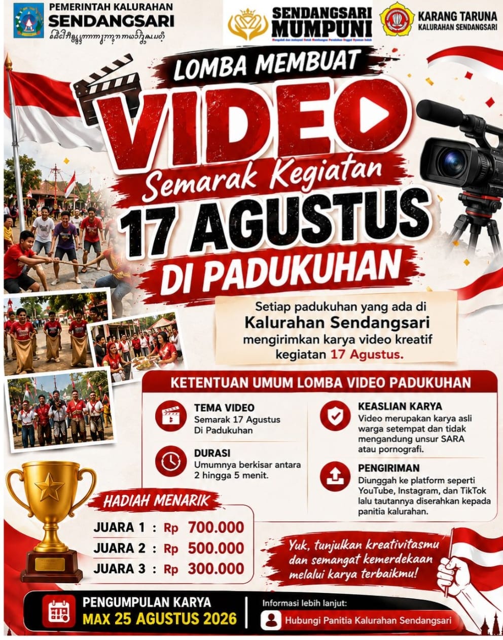 PENGUMUMAN LOMBA MEMBUAT VIDEO SEMARAK 17 AGUSTUS PADUKUHAN