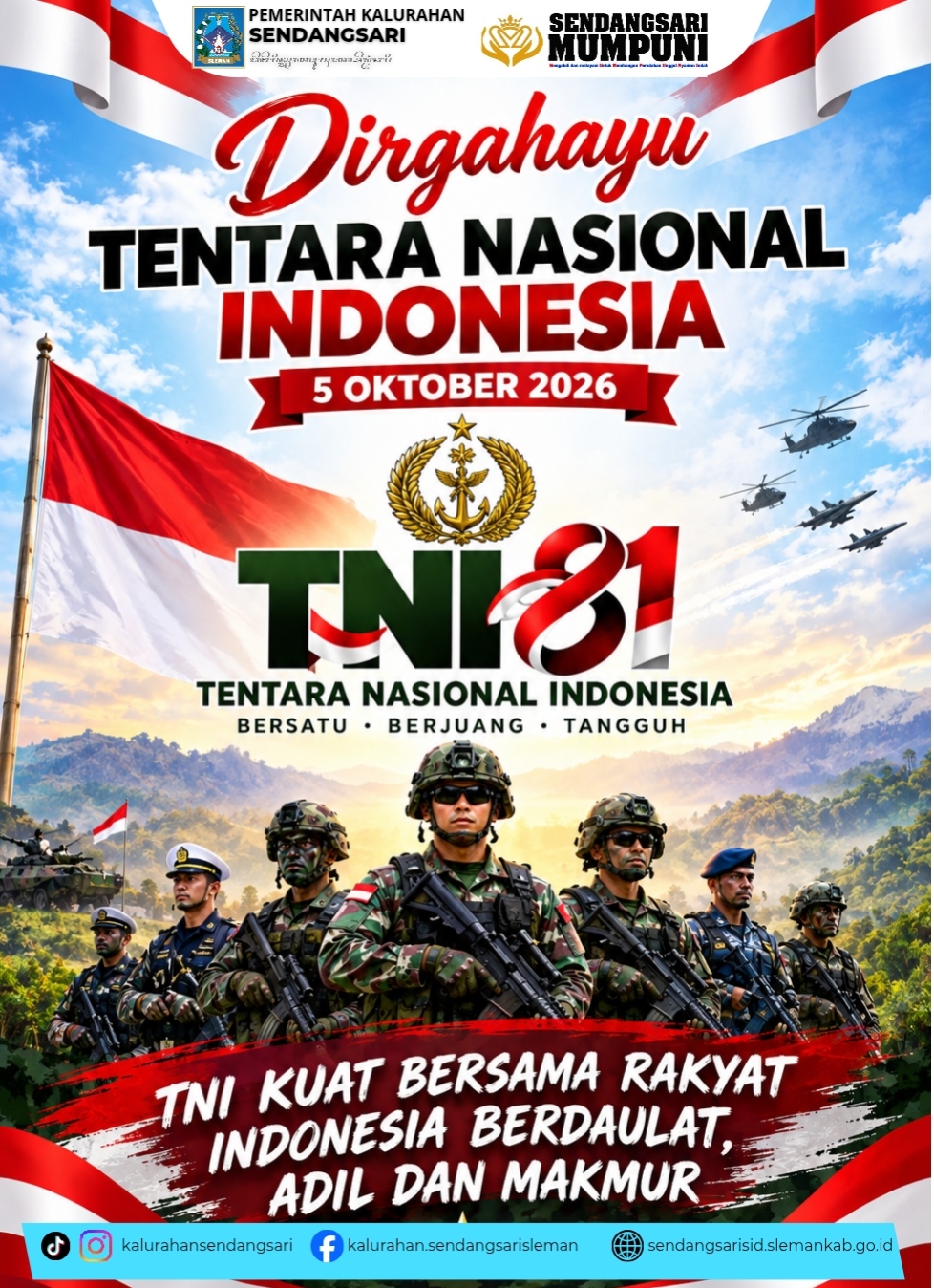 PEMERINTAH KALURAHAN SENDANGSARI MENGUCAPKAN DIRGAHAYU TNI